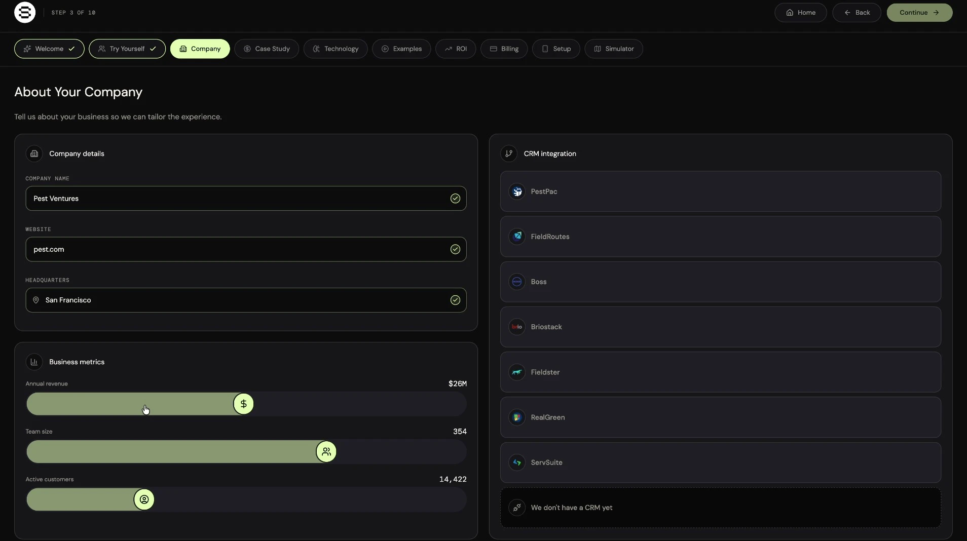 Sellify / Onboarding, project view 3